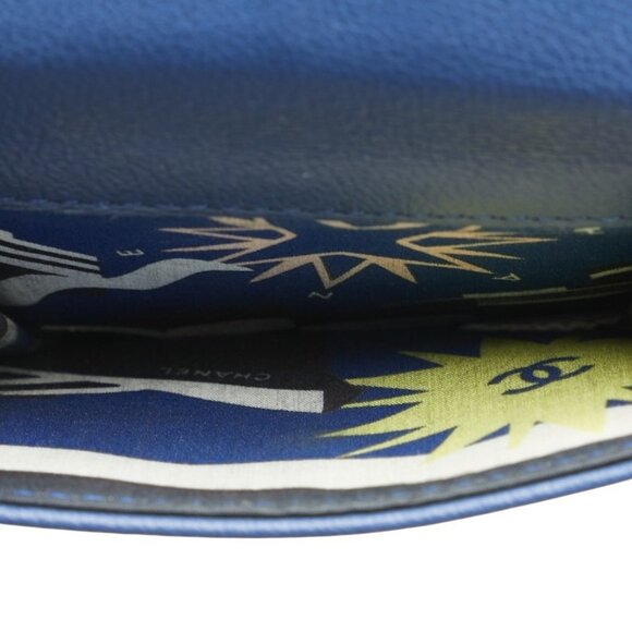 CHANEL Blue Leather Logo Wallet - Picture 4 of 13